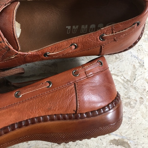 Vintage Brown Leather Boat Shoe Moccasin Low Heel Lace Up New Size 8.5-8 - Picture 7 of 8